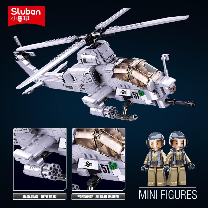 Non-Toxic 482Pcs Air Force Ah1Z Aircraft Plane Helicopter Building Blocks Military War Series Model Bricks With Figures Diy Toys For Kids