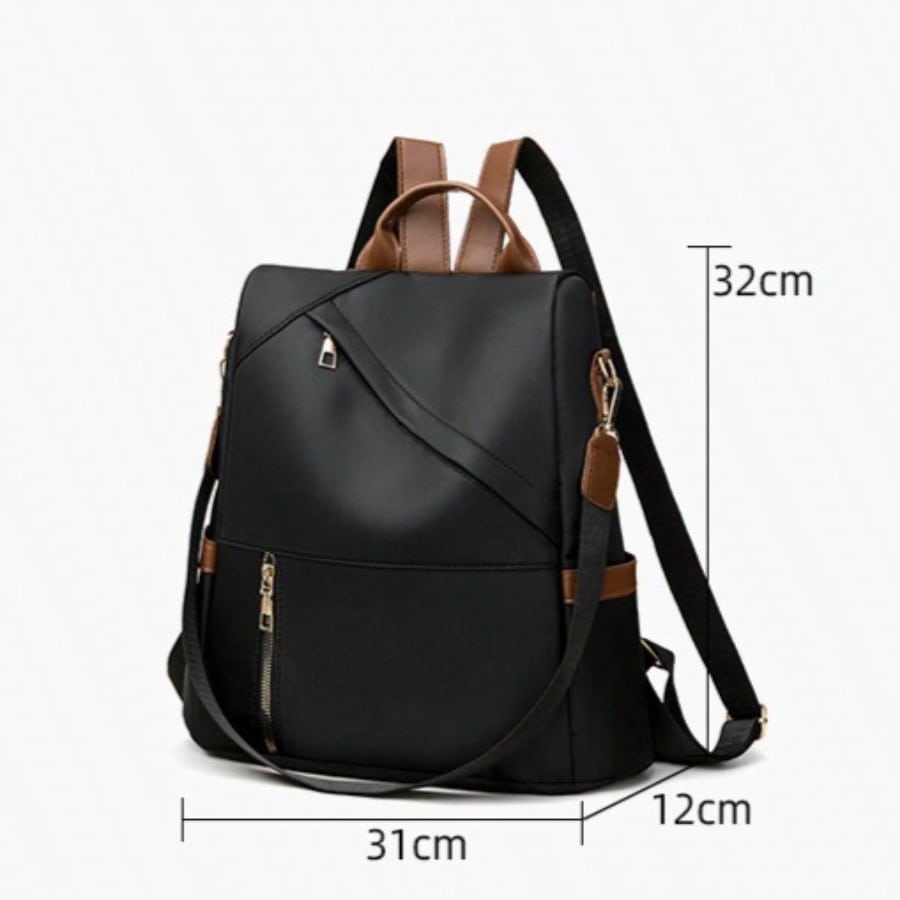 Large Capacity Solid Color Backpack Korean Version Fashionable Waterproof Nylon Bag Women's Bag