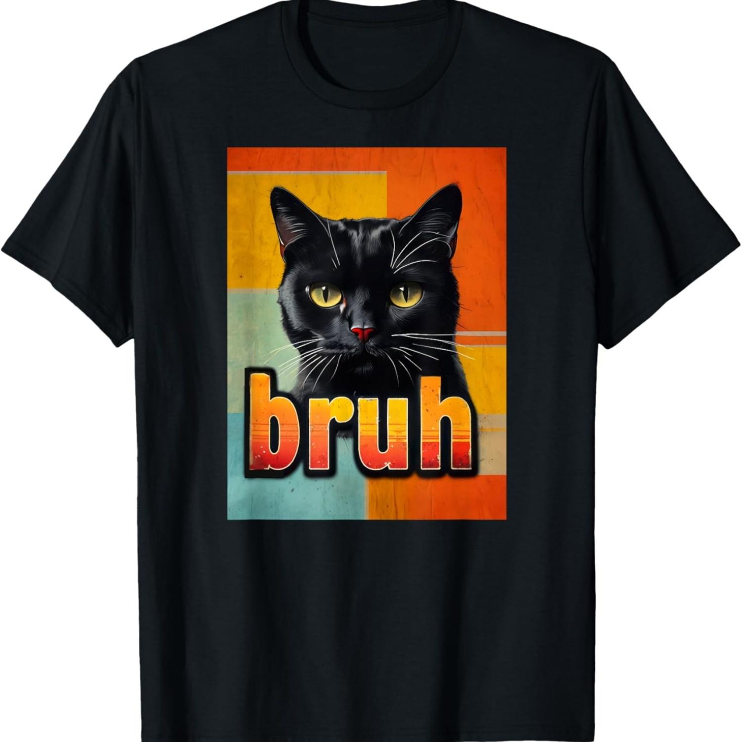 Funny Cat Bruh For Teens Boys Girls Men Women Meme T-Shirt S чёрный