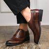Men Oxford Shoes Solid Color Low Heel Blok Carving Professional Classic Business Banquet Men Shoes