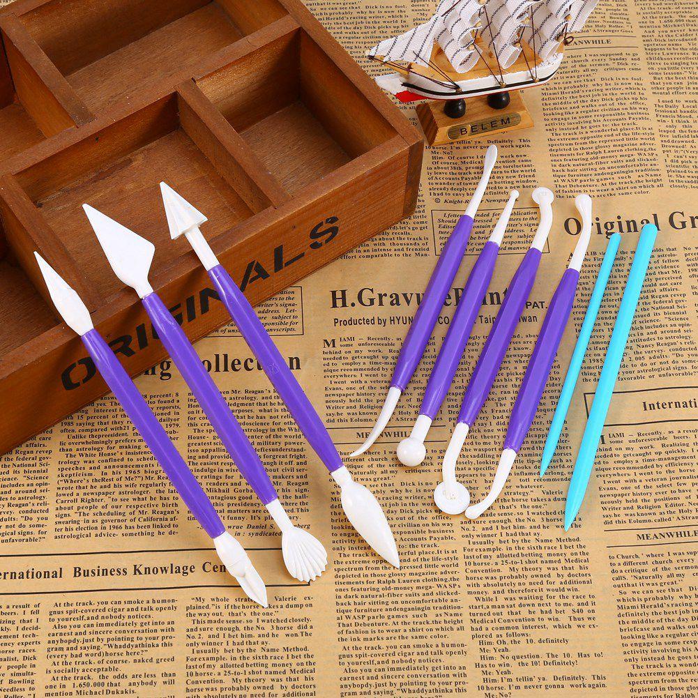 9 Pcs Clay Carving Tools, Double Head Plastic Sculpting Tools for Pottery Modeling, with Irregular Shaped Edges for Crafts and School Projects