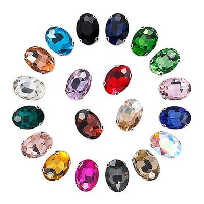 50Pcs/Pack Sew On Glass Crystal Stones With Silver Claw Diamond Beads Ornament  For Needlework