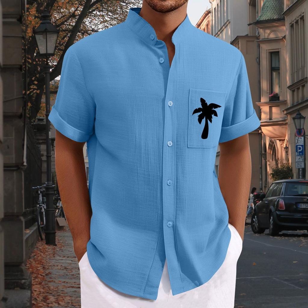 Men'S Casual Loose Short Sleeved Printed Shirt With Fashionable Top