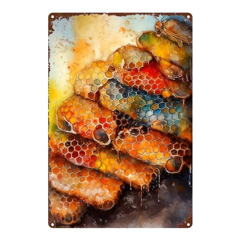 Vintage Metallwandkunstschild Biene Küchen Dekoration Kaffeebar Blechschild