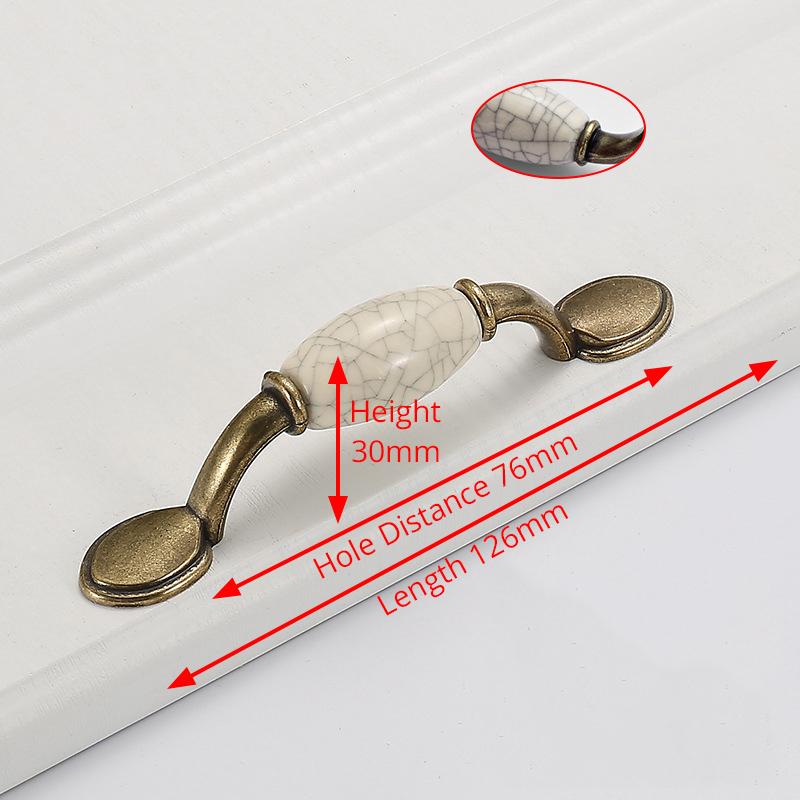 KAK Antique Bronze Ceramic Cabinet Handles Zinc Alloy Drawer Knobs Kitchen Wardrobe Door Pull European Furniture Handle Hardware