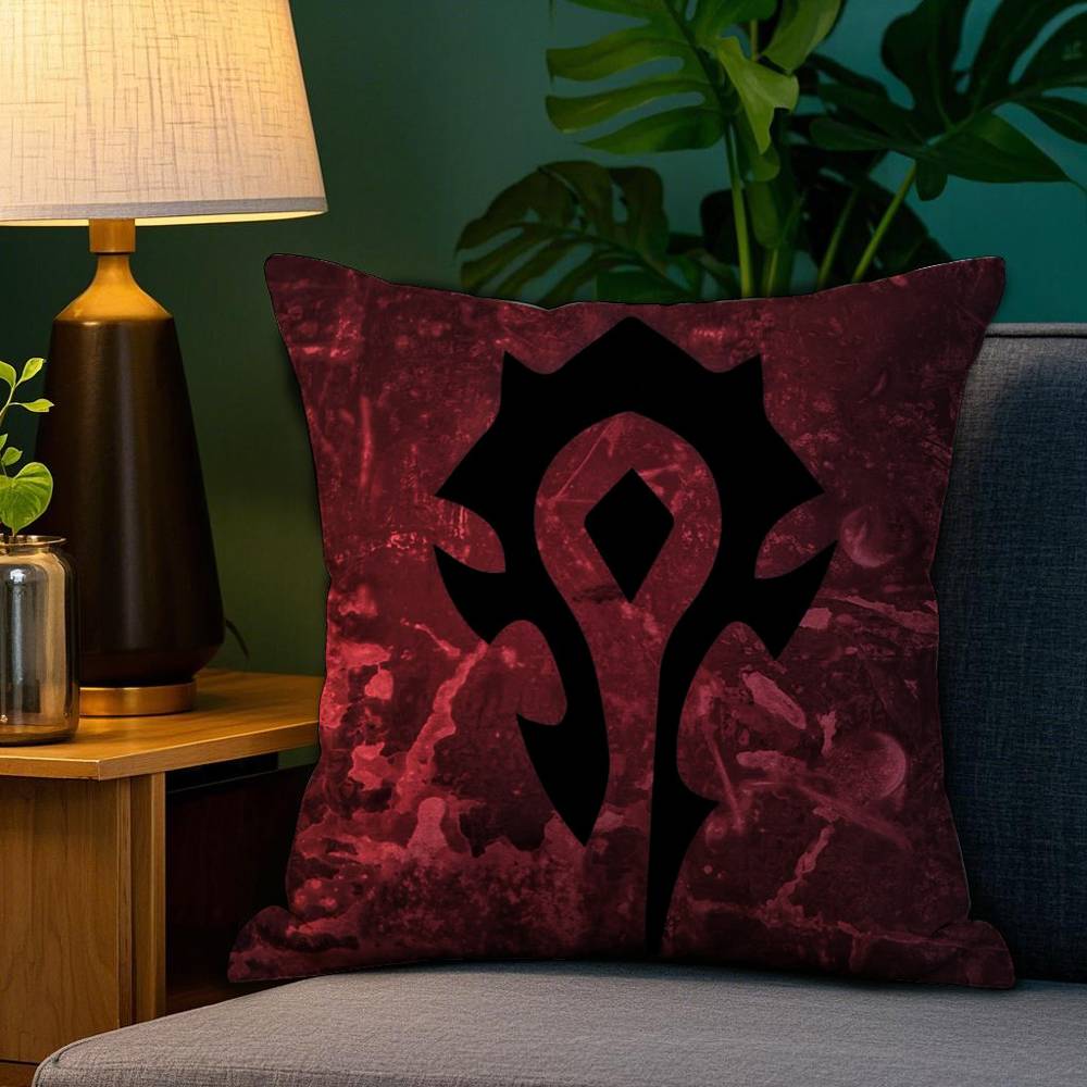 Warcrafts of World W-WOW Spiel Kissenbezug Plüschstoff Weich Doppelseitiger Druck Sofakissenbezug Dekokissenbezüge