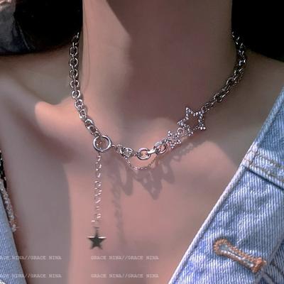 Moving Stars~ Design Sense Necklace Women's Niche Collarbone Chain 2026 New Trendy Cold Wind Cool