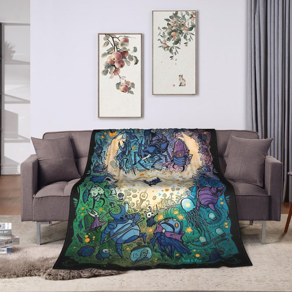 Hollow Knight Silksong Blanket Flannel Autumn/Winter Multi-function Super Warm Throw Blanket for Sofa Couch Plush Thin Quilt