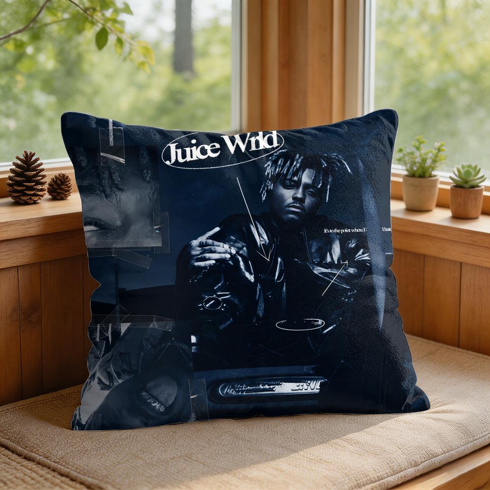 JJuice WrldS Rap Cool Cushion Cover Square Short Plush Pillow Case Living Room Sofa Home Decor Funda X
