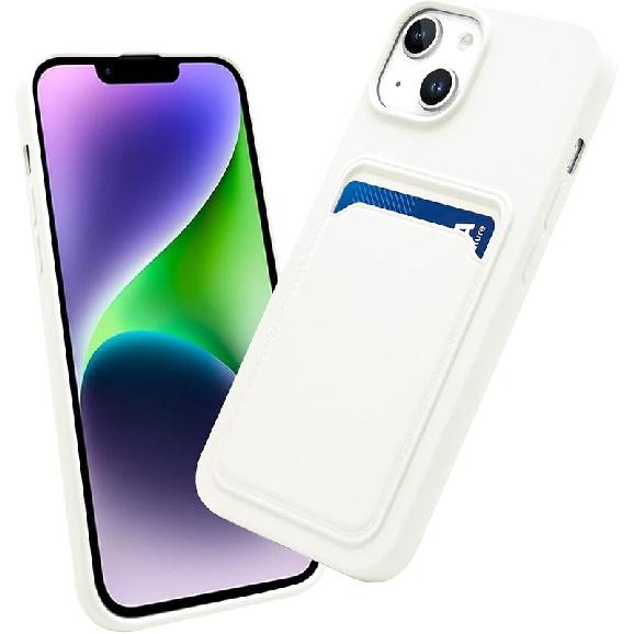 iPhone 14 Case with Card Holder, Slim Fit Durable Protective Card Slot Phone Case for Apple iPhone 14 6.1  - Orange белый