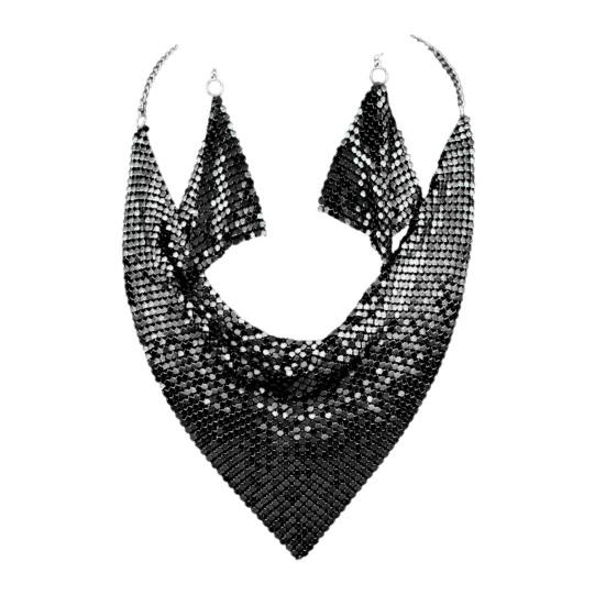 2Pcs/Set Women Necklace Earrings Set Leopard Print Sparkling Sequins Necklace Hook Earrings Set Jewelry Gift