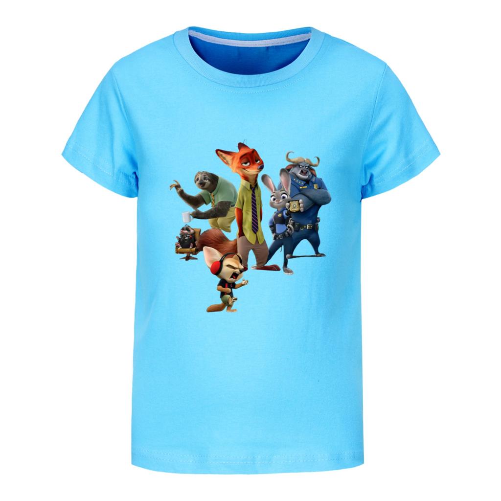 Fashionable Round Neck Short Sleeve Work Clothes Printed Tops For KID Summer Tops