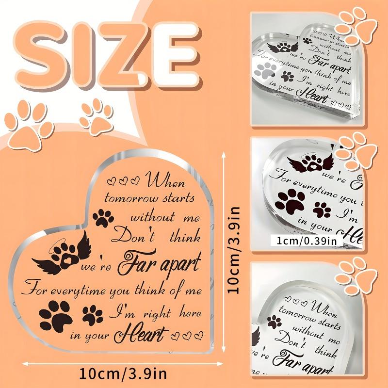 2D Flat Heart-Shaped Acrylic Pet Memorial Desktop Decoration, Home Decor Plaque Hanging Wall Art Decorative Garden Decoration for Room Door Signs Hang