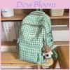 Minimalist Grid Backpack For Women And Girls With Waterproof Nylon For Casual Travel