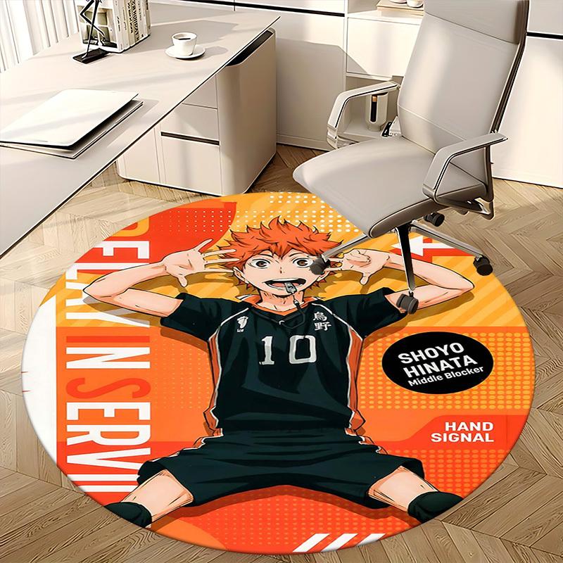 1 vnt. Haikyuu Shoyo Hinata 10 apvalus kilimas, biuro kėdės kilimėlis, neslystantis kilimas namų dekoravimui, sezoninė dovana, tinkamas biurui, svetainei