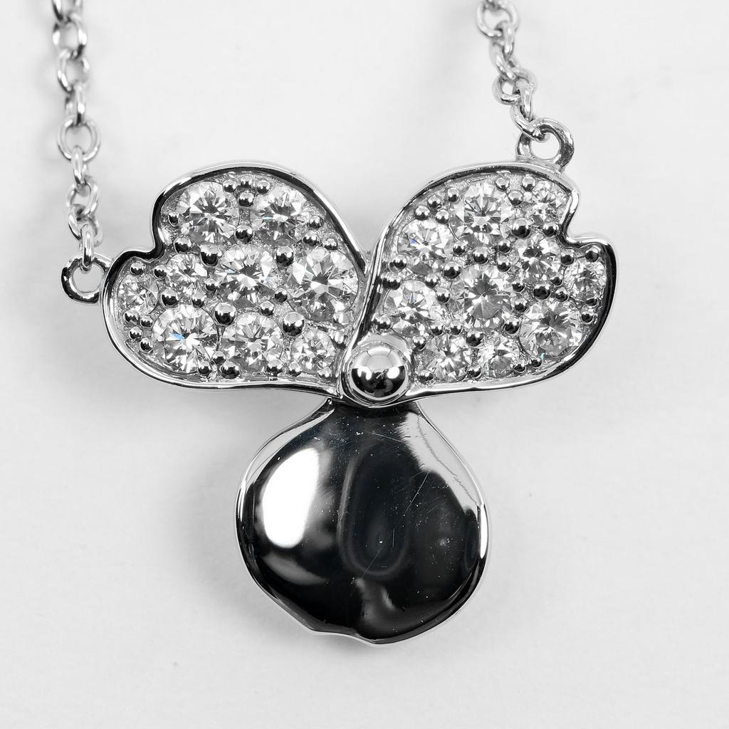 TIFFANY&Co. Paper flower Necklace Pt950Platinum/diamond 3.56g Women Used