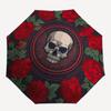Day of the Dead Skull & Roses Circular  PrintUmbrella, Portable 3-Fold Compact Umbrella,Christmas Gift ES582