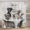 Funny Bathing Dogs Shower Curtain Bathtub Wash Your Paws Cute Pet Cartoon Animals Bath Curtains Fabric Bathroom Decor with Hooks