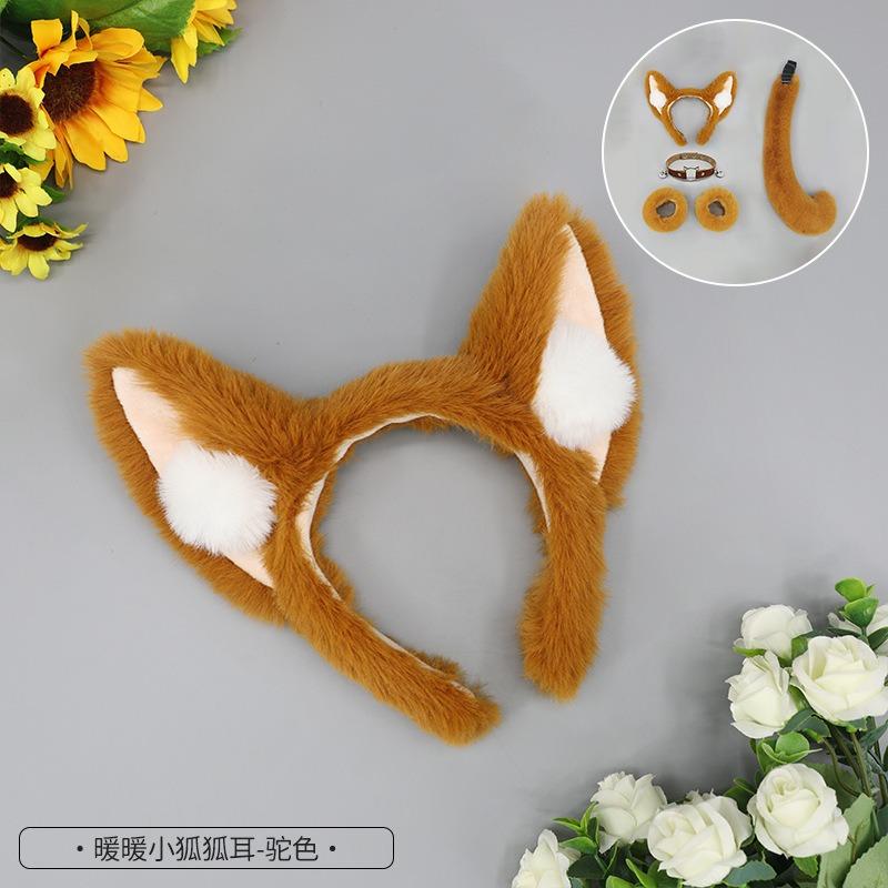 Cute pom-pom fox ears headgear cosplay party accessories comics animal ears hair accessories plush fox ears headband One Size