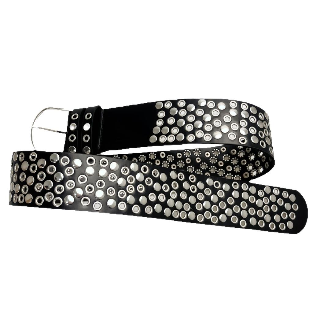 American Retro Punk Style Wide Belt, Feminine Eye Rivet Multi-hole Design Sense Belt Decoration, Versatile