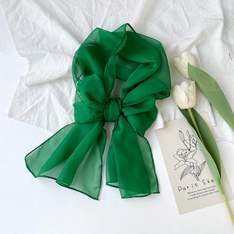 Summer solid color chiffon square scarf silk scarf women's neck sunscreen thin high-end simple plain shawl scarf