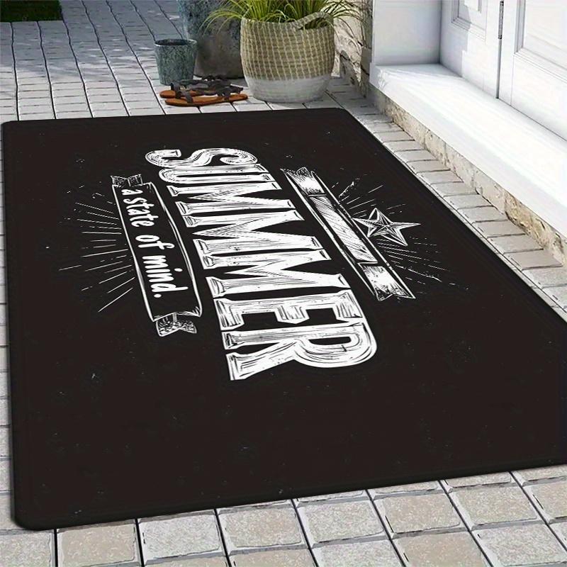 Vintage Summer Door Mat Vintage "Summer A TIME OF MAGIC" Printed Black Background Printed Polyester Entrance Floor Mat