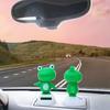 Bobble Head Green Frog Decoration Solar Powered Shaking Head Frog Car Dashboard Ornament Educational Cartoon Animal Toy