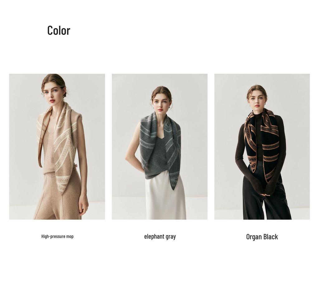 Luxury Autumn/Winter Cashmere Knitted Shawl Scarf - Soft, Skin-Friendly Wool Triangle Neck Warmer for Women
