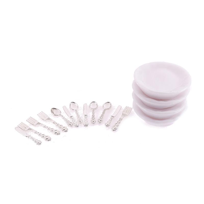 1:12 Dollhouse Miniature Plate Knife Fork Spoon Set Doll Kitchen Tableware Decor