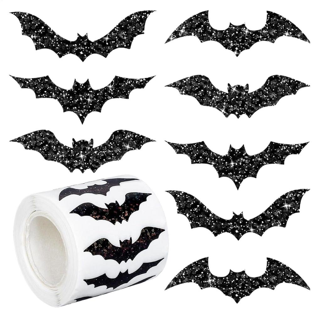 Halloween Bats Stickers Adhesive Halloween Decor Labels Stickers Waterproof Goodie Bags Wrapping Decals Halloween Party Supplies