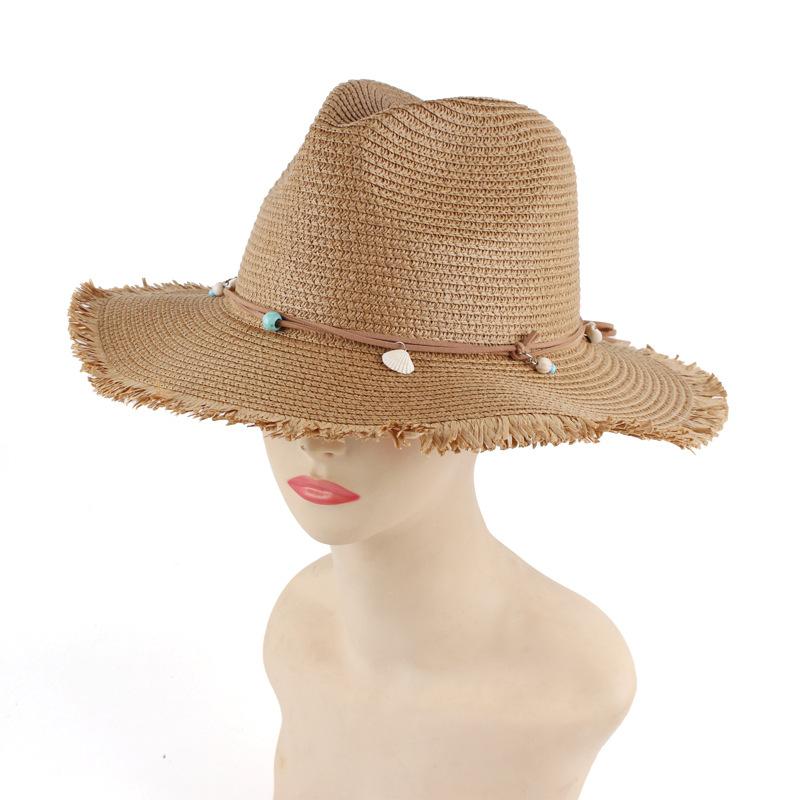 Women's spring and summer sweet wind straw hat personalized fringed edge Panama straw hat travel sun hat