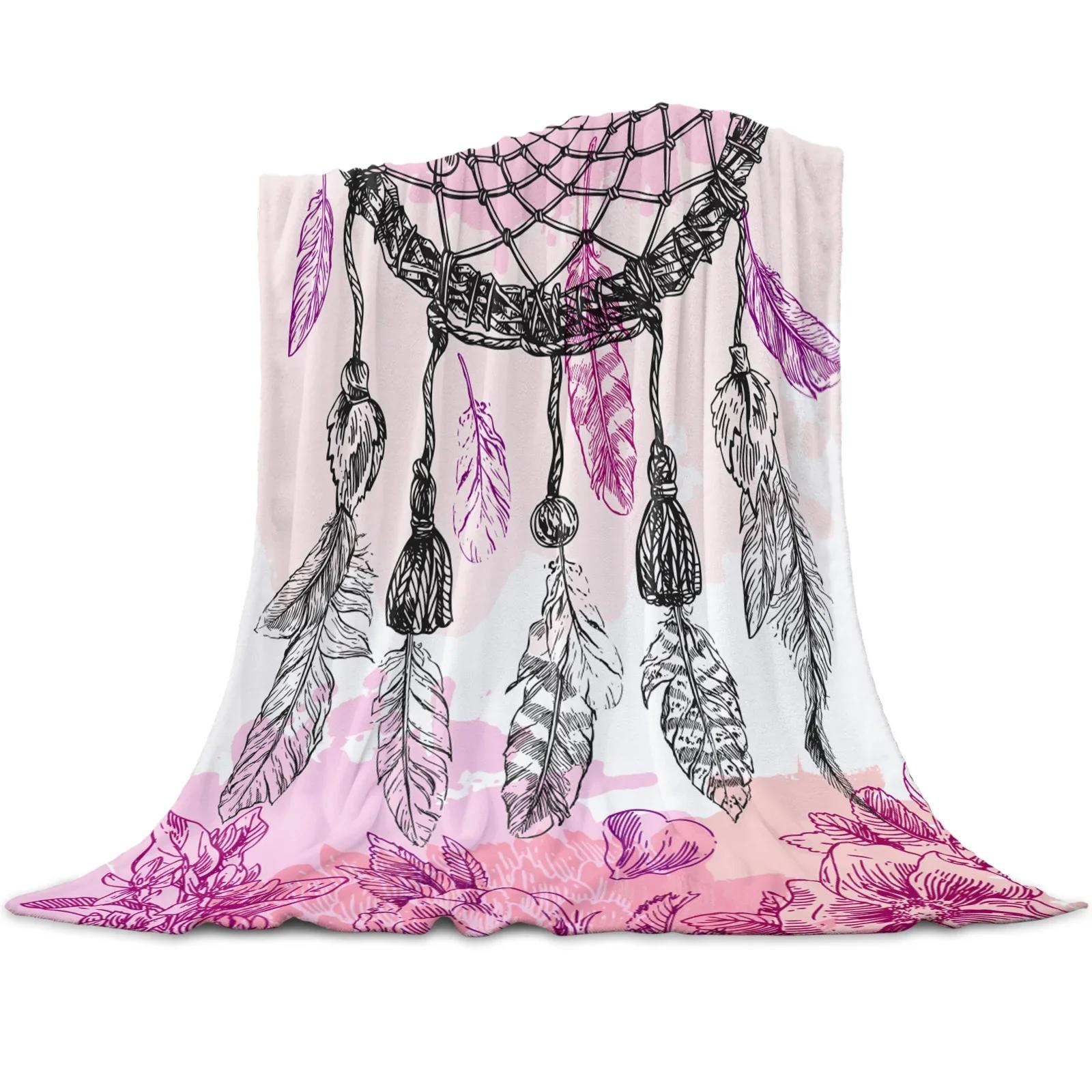 

Dream Catcher Feather Butterfly White Flannel Blanket For Sofa Bed Bedding Room Soft Fleece Throw Blanket Bedspread Home Textile 75x90cm