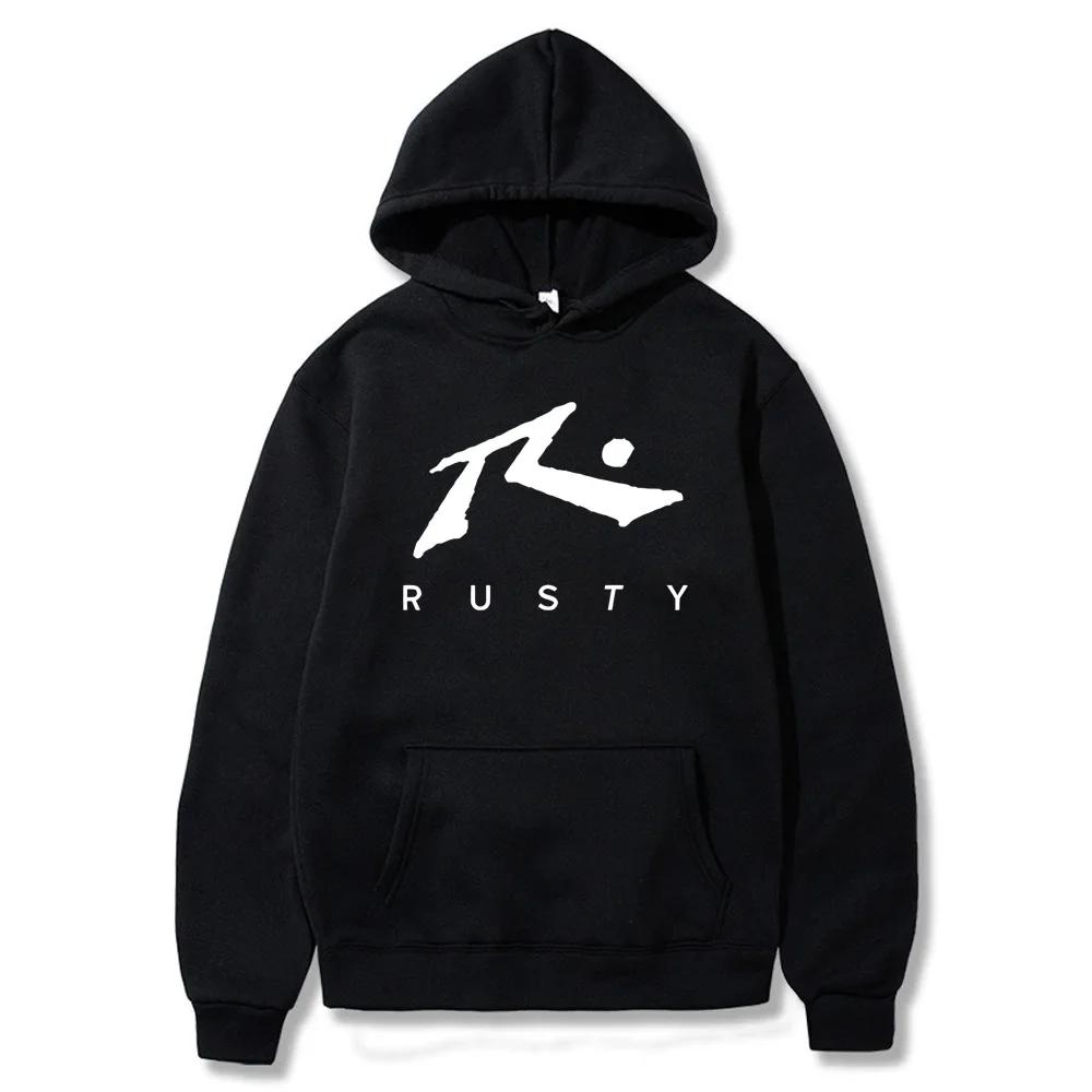 Men's Hoodie Kangaroo Pocket Winter Comfort StreetWe Sweatshirt Men's Rusty Printed Hat Casual Pattern Hoodie