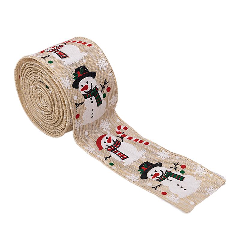 Christmas Ribbon Wired Christmas Ribbon Snowman Ribbon For Christmas Tree Gift Wrapping Crafts Wreath Garland Bow Decor