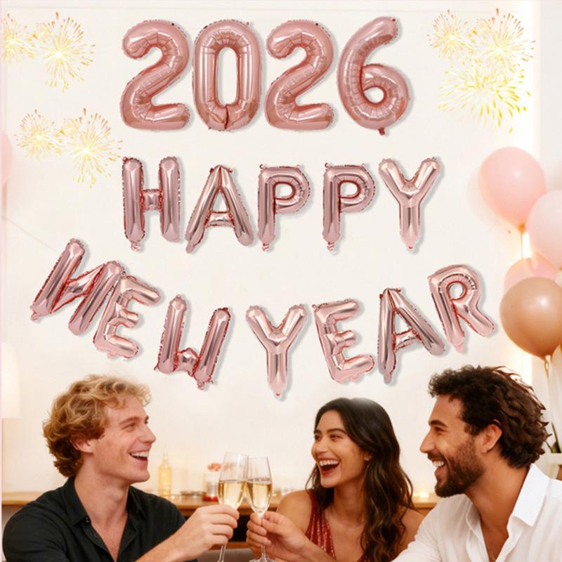 2026 Aluminium Foil Number Balloons New Year Balloon Package New Year's Eve Balloon Decoration for Christmas Eve Festival Party