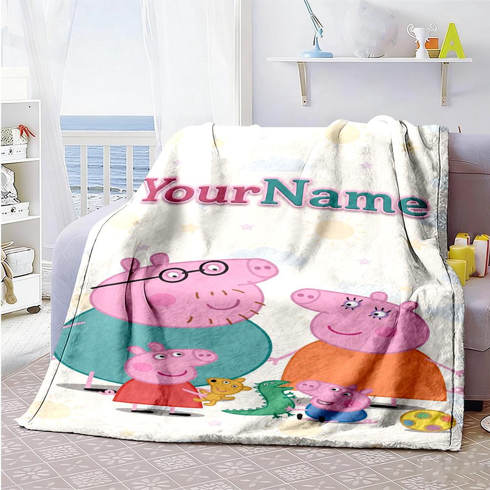 Peppa Pig Customize Text Blanket Multi-purpose Customizable Blanket Durable Comfort Throw For Livingroom Living Room Office Sofa