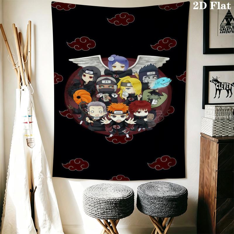 Naruto Characters Wall Tapestry Aesthetic Wall Hanging Printed Fabric Blanket Decorative Tapestries For Bedroom Living Room Home Decor