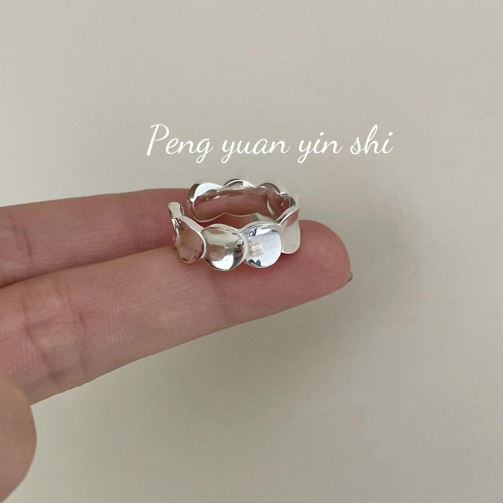 Su Chuang S925 Sterling Silver Fish Scale Twist Open Ring - Light Luxury Design