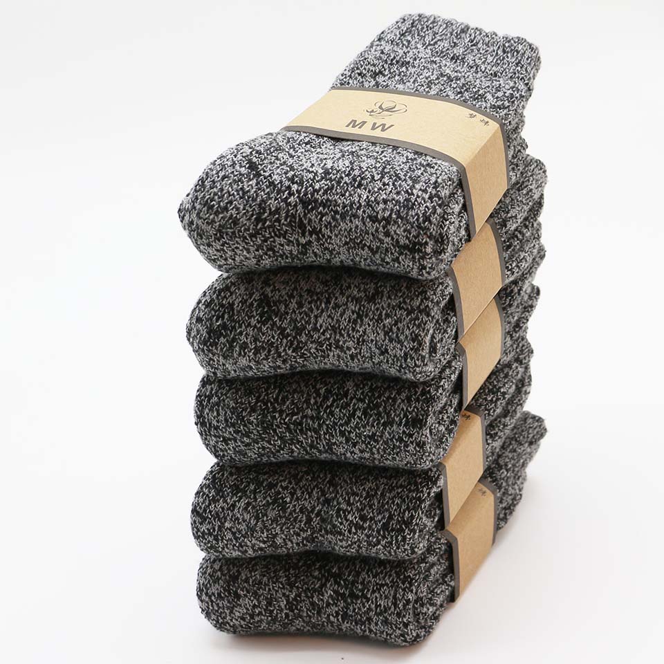 5 Pair Winter Men's Merino Wool Socks Super Thick Warm High Quality Harajuku Retro Snow Casual Antifreeze Cashmere Socks Men