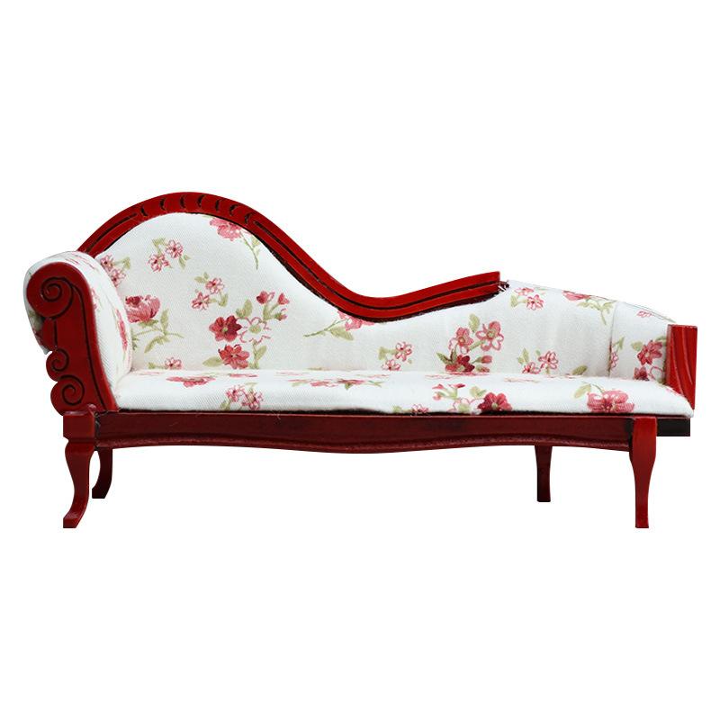 1:12 Dollhouse European Style Chaise Lounge, Ornate Vintage Sofa for Miniature Room, Dollhouse Furniture Scene Prop