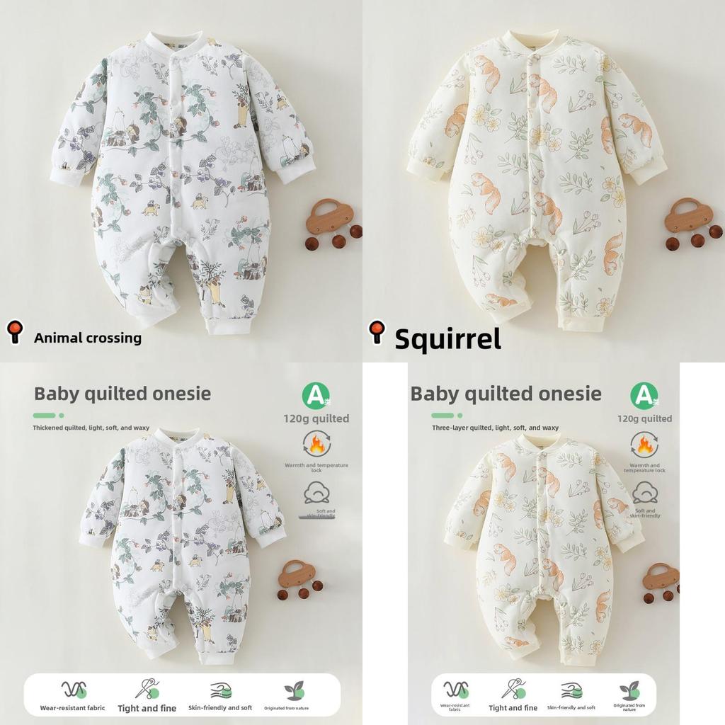 Baby Winter Cotton Romper With Thickened Insulated Fabric For Newborn Boys Girls