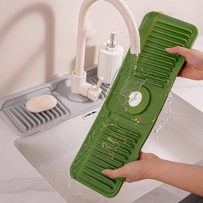 Yousheng Opvouwbare Siliconen Kraanmat Keuken Zink Spatbeschermer 6 Graden Helling Knopsluiting Badkamer Keuken Aanrecht Waterafvoer Mat