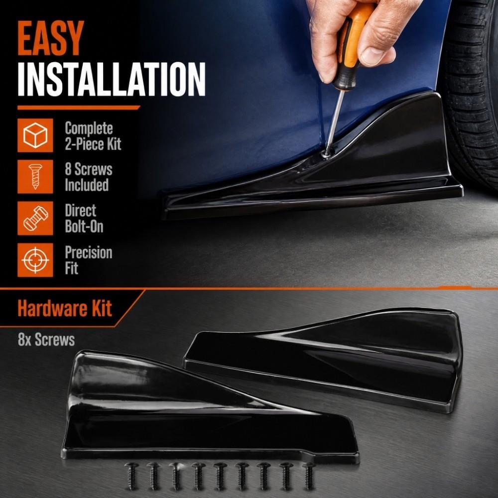 2 PCS Glsooy Black Rear Bumper Spoiler ABS Bumper Lip Bumper Lip Side Skirts Car Exterior Upgrade