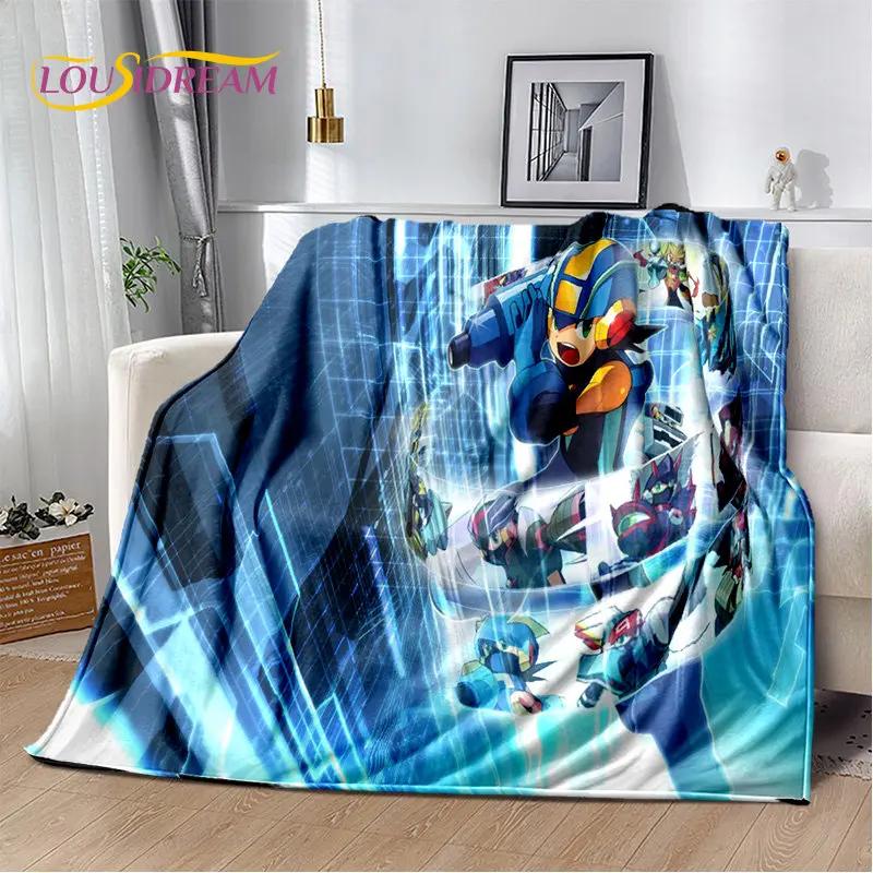 Rockman Megaman Game Cartoon Soft Plush Blanket,Flannel Blanket Throw Blanket for Living Room Bedroom Bed Sofa Picnic Cover Kids