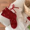 Red Wool Socks Fashion Red New Year Socks Christmas Socks Bow Socks