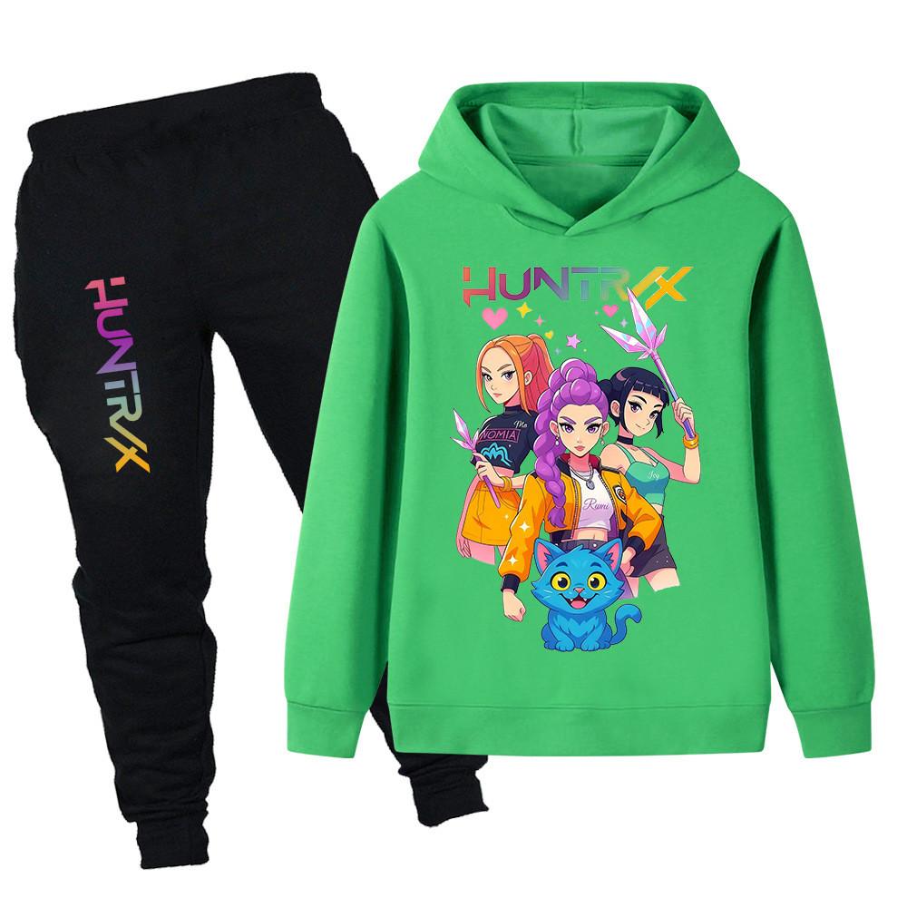 PB1233 Kinder Jungen Mädchen Kpop Mira Zoey Rumi Aufdruck Langarm Kapuzenpullover Hose Hosen Kleidung Sets