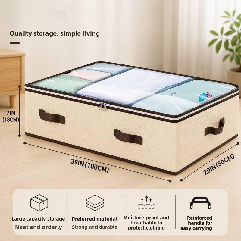 Large Capacity Bed Duvet Storage Bag With Dustproof Cover For Bedroom Or Living Room