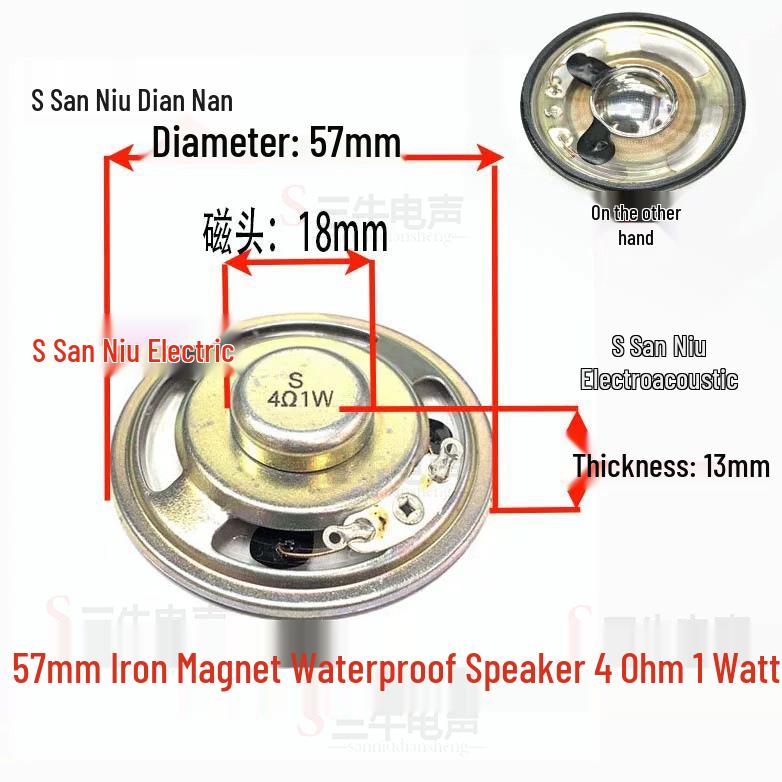 57mm Iron Shell 5W 8 Ohm Loud Magnet Speaker with Full Paper Cone for Radio Broadcast