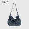 Retro All-Match One-Shoulder Messenger Washed Denim Bag Casual Bucket Bag Fresh