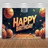 Basketball-themed birthday party decoration, backdrop for boys and girls, colorful happy sports banner.4589